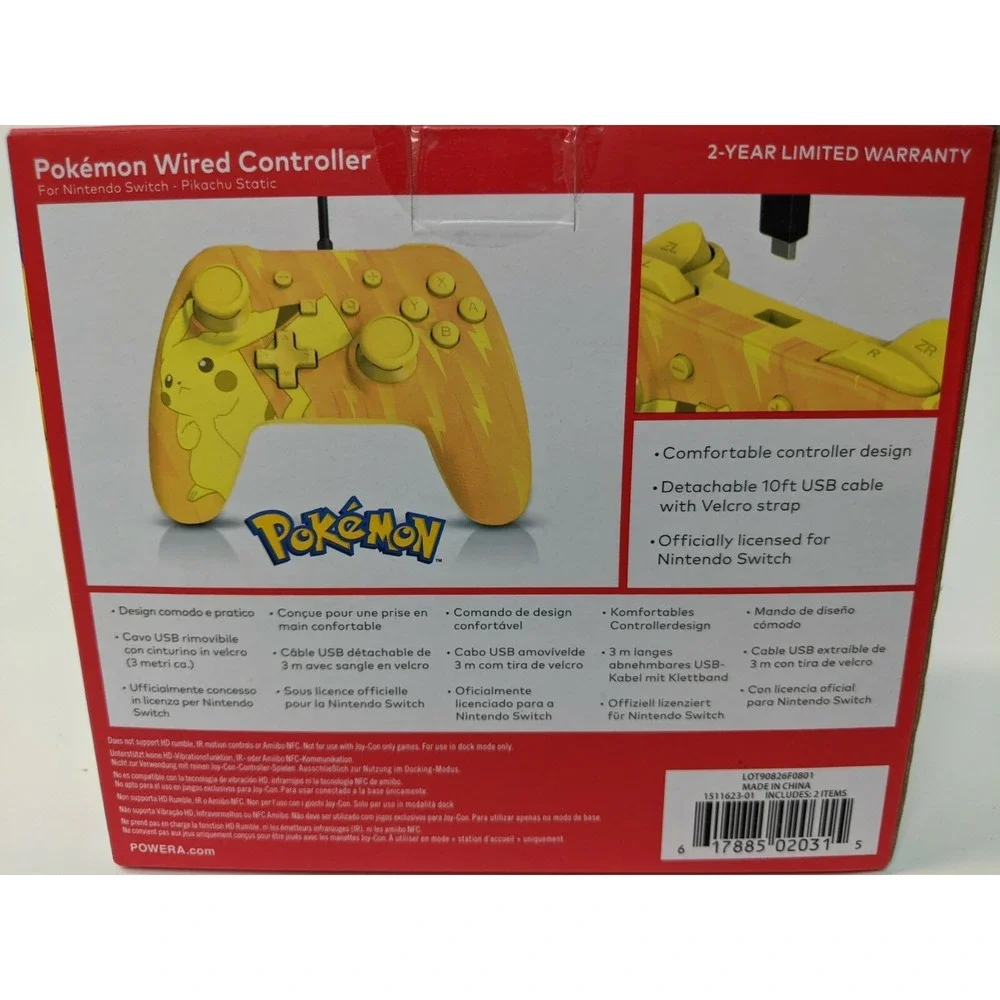 NIB Nintendo Switch Pokemon Wired Controller Yellow Pikachu‎ Static